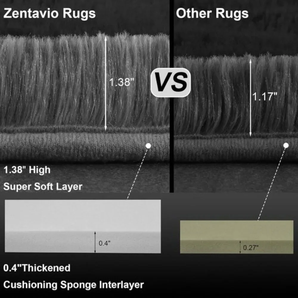 New 4x6 Area Rug, Grey Fluffy Soft Shaggy Carpet for Living Room, Bedroom Decor